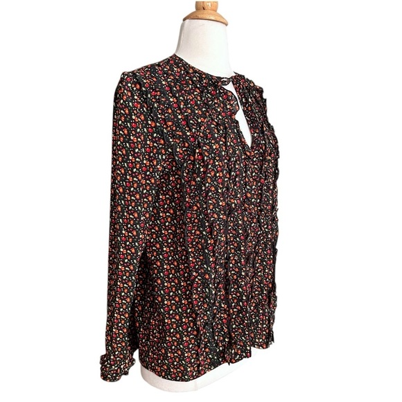 A.P.C. Lillian Ruffle Silk Cherry Print Blouse Cottagecore Vintage Inspired 8 - Picture 6 of 16